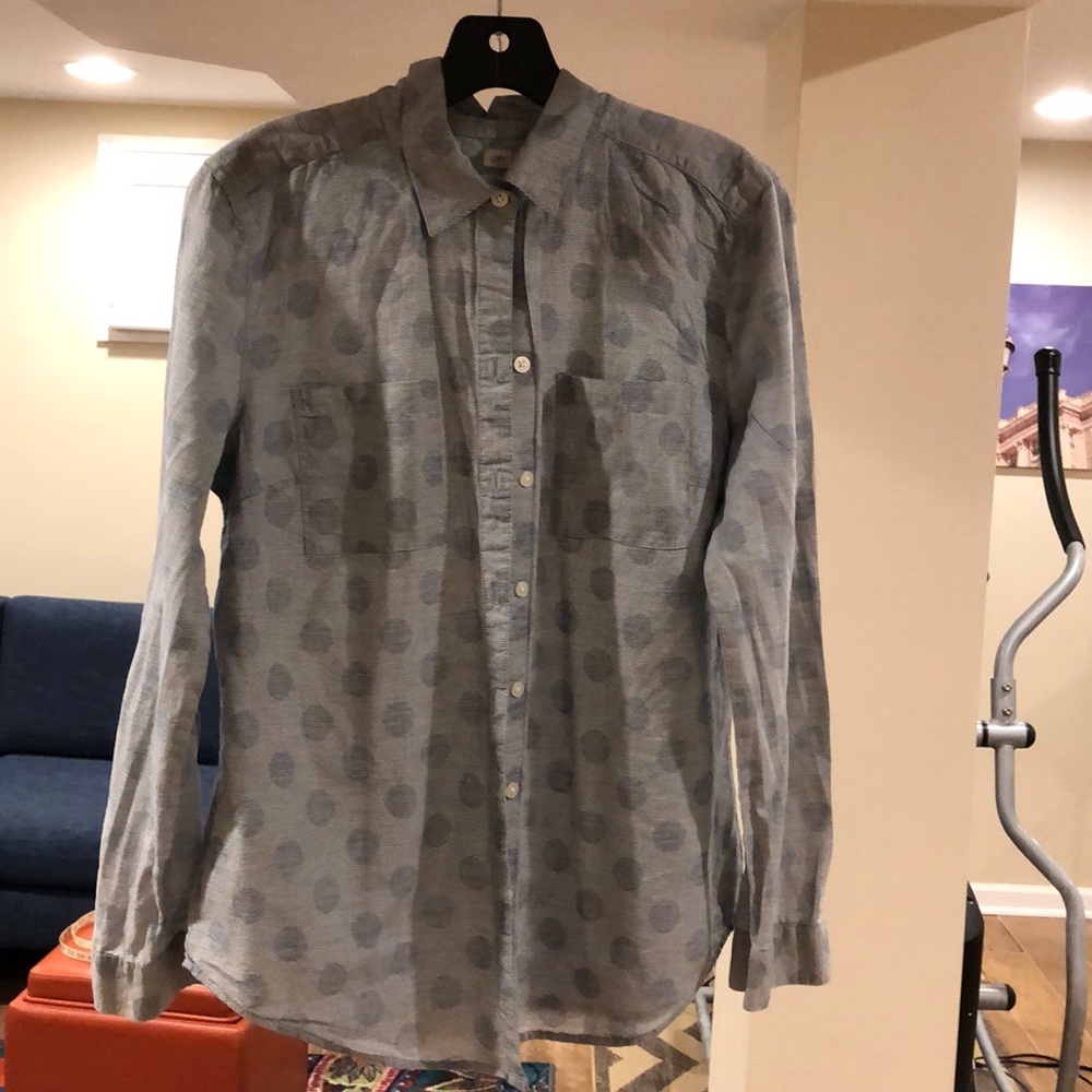 Loft blouse navy stripes and polka dots